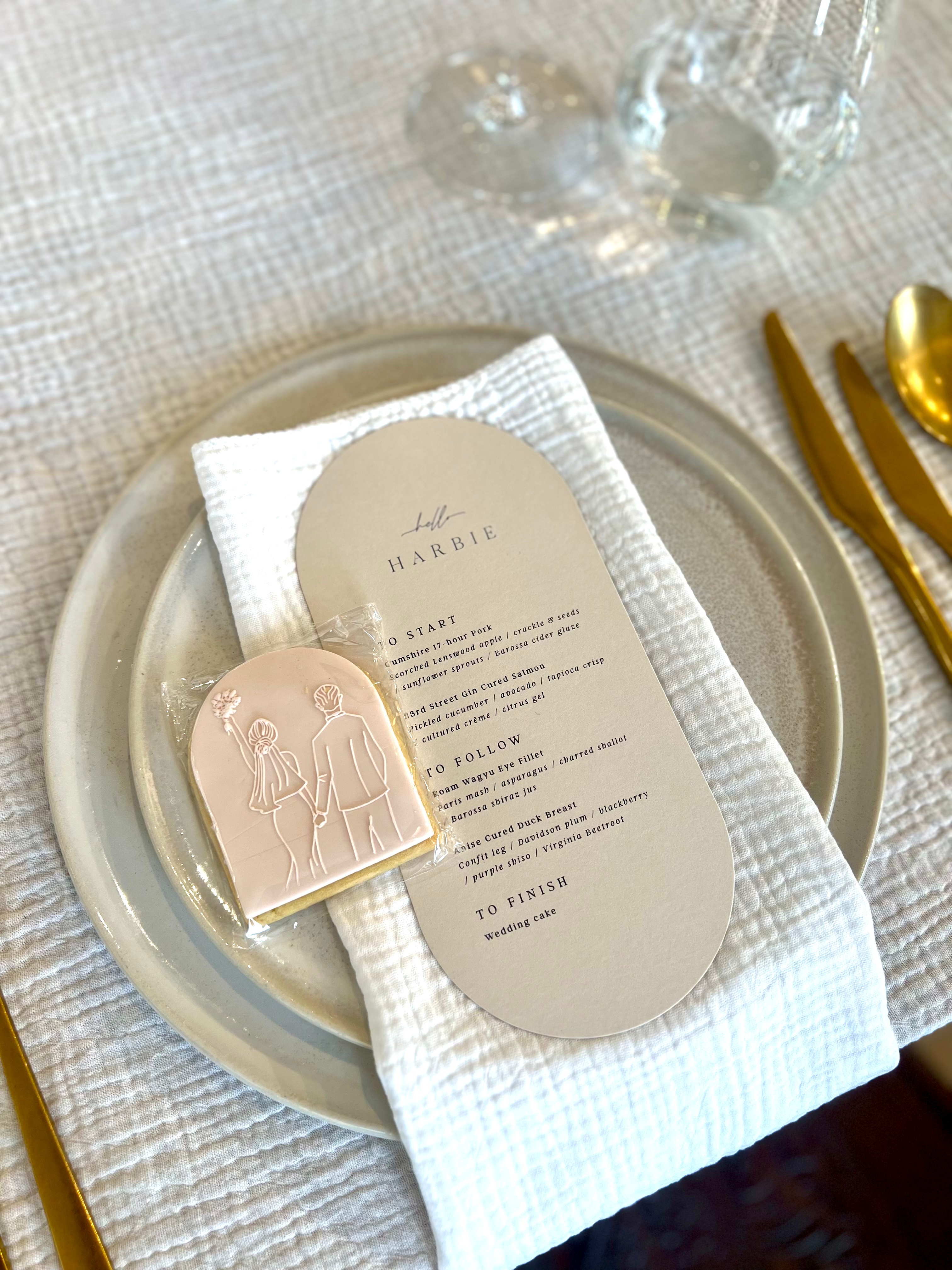 Custom blush wedding cookies